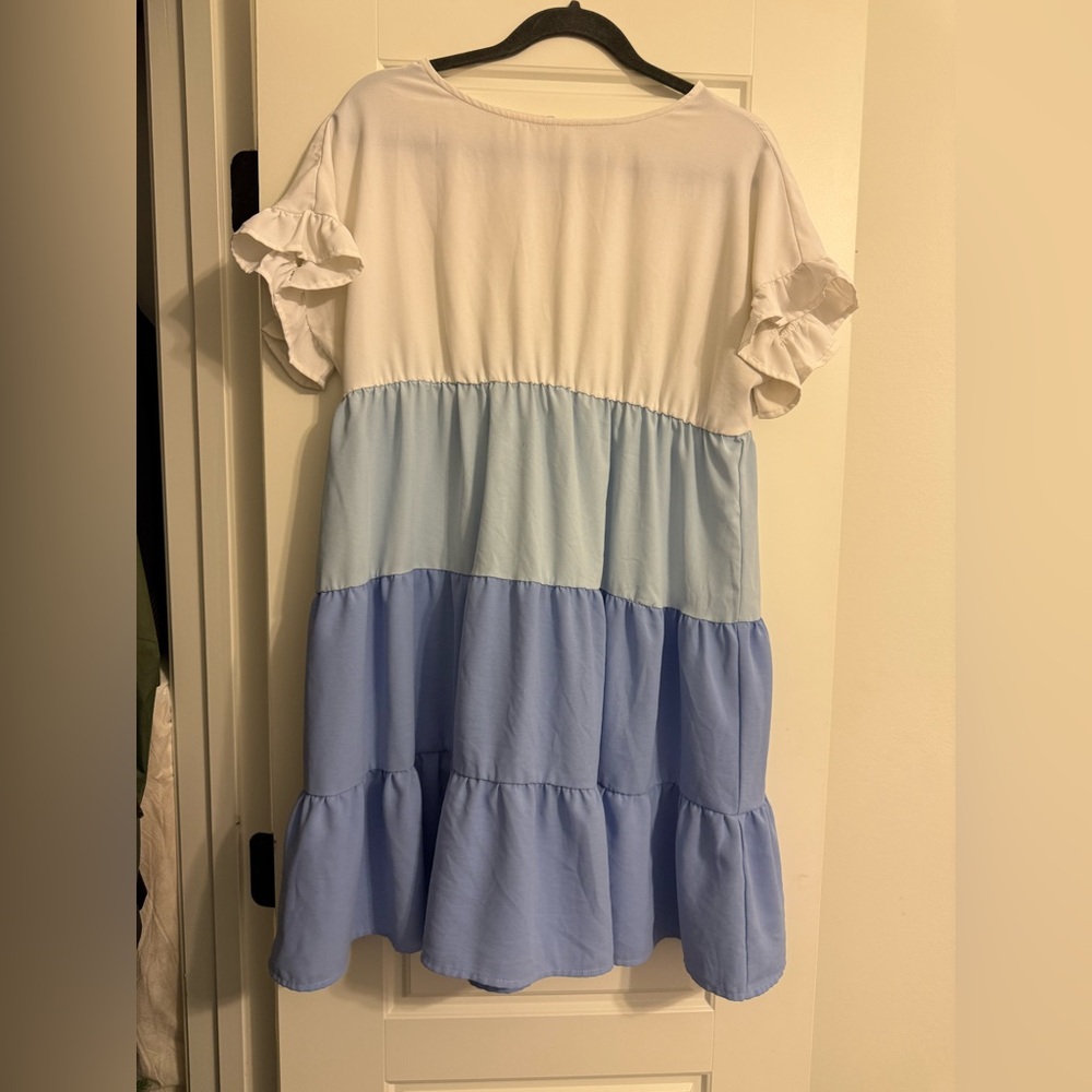 Blue and White Babydoll Dress